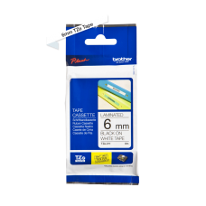 Brother TZe211 tape – sort print på hvid tape - 6 mm x 8 meter - Original TZe-211 tape