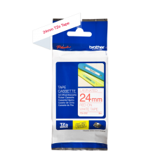 Brother TZe252 tape – rødt print på hvid tape - 24 mm x 8 meter - Original TZe-252 tape