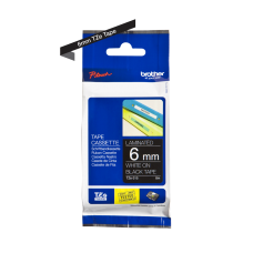 Brother TZe315 tape – hvidt print på sort tape - 6 mm x 8 meter - Original TZe-315 tape