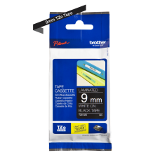 Brother TZe325 tape – hvidt print på sort tape - 9 mm x 8 meter - Original TZe-325 tape
