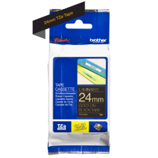 Brother TZe354 tape – guld print på sort tape - 24 mm x 8 meter - Original TZe-354 tape