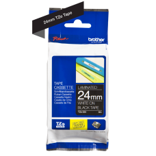 Brother TZe355 tape – hvidt print på sort tape - 24 mm x 8 meter - Original TZe-355 tape