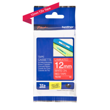 Brother TZe435 tape – hvidt print på rød tape - 12 mm x 8 meter - Original TZe-435 tape