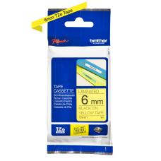 Brother TZe611 tape – sort print på gul tape - 6 mm x 8 meter - Original TZe-611 tape