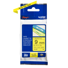 Brother TZe621 tape – sort print på gul tape - 9 mm x 8 meter - Original TZe-621 tape