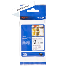 Brother TZeN221 tape – sort print på hvid tape - 9 mm x 8 meter - Original TZe-N221 tape