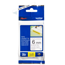 Brother TZeS211 tape – sort print på hvid tape - 6 mm x 8 meter - Original TZe-S211 tape