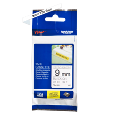 Brother TZeS221 tape – sort print på hvid tape - 9 mm x 8 meter - Original TZe-S221 tape