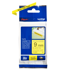 Brother TZeS621 tape – sort print på gul tape - 9 mm x 8 meter - Original TZe-S621 tape