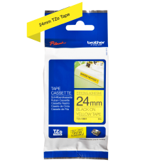 Brother TZeS651 tape – sort print på gul tape - 24 mm x 8 meter - Original TZe-S651 tape